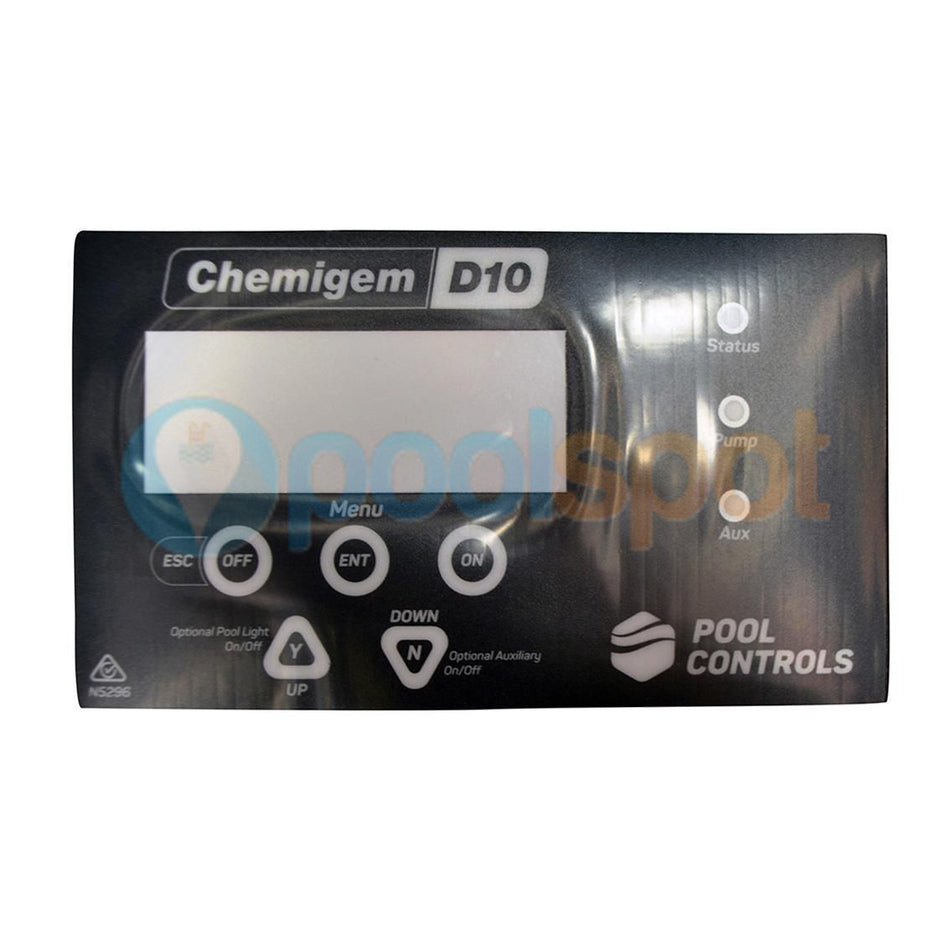 Control Label for Pool Controls Chemigem D10
