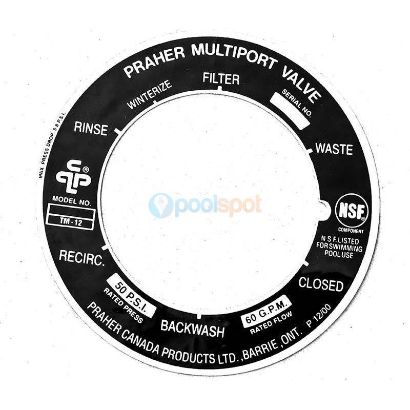 Decal / Label for Astral Pool / Hurlcon (Praher) 40mm Multiport Valve (Pre Sept '07)