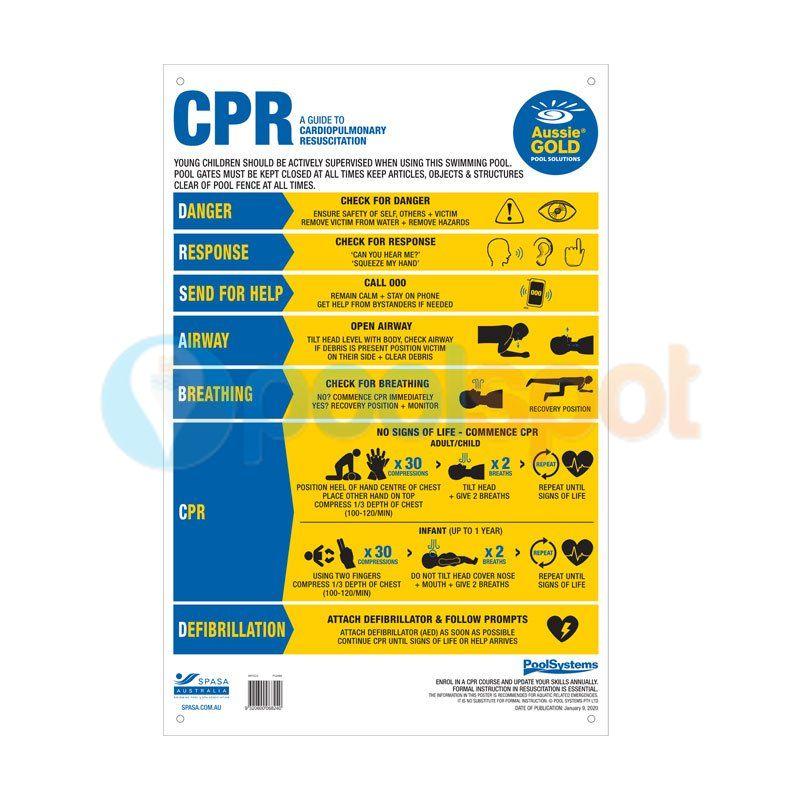 CPR Chart / Sign, PVC, Aussie Gold