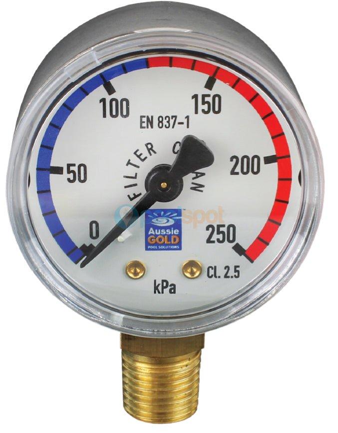 Pressure Gauge - Aussie Gold - S/steel - Lower mount